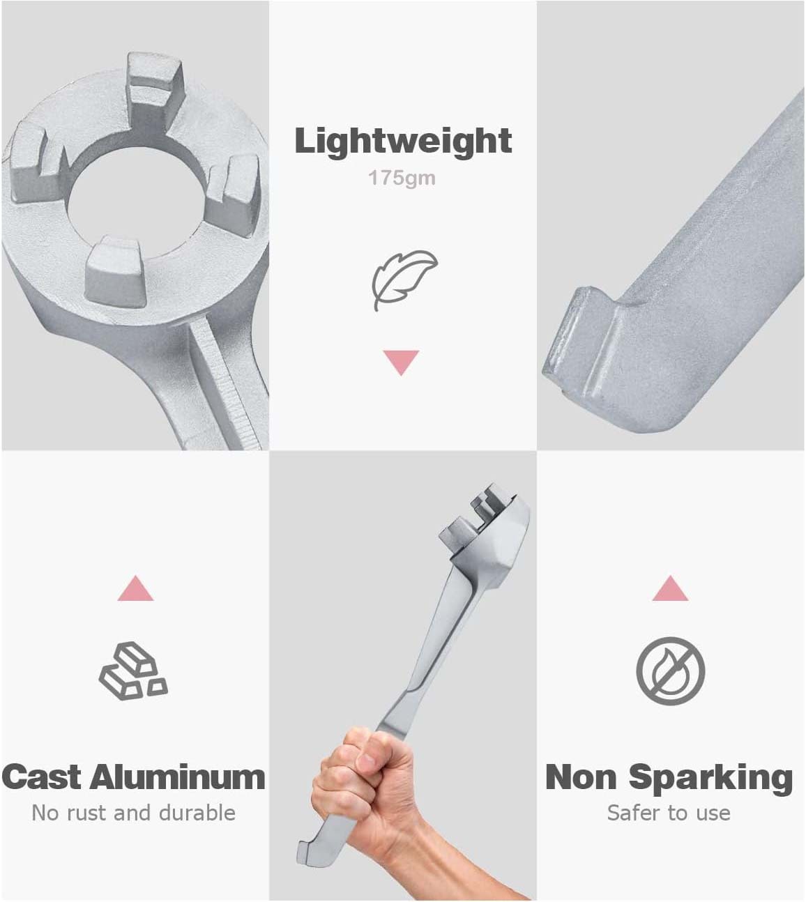 5-in-1 Bung Wrench Aluminum Gallon Drum Barrel Opener Tool: for 10 15 20 30 55 Gallon