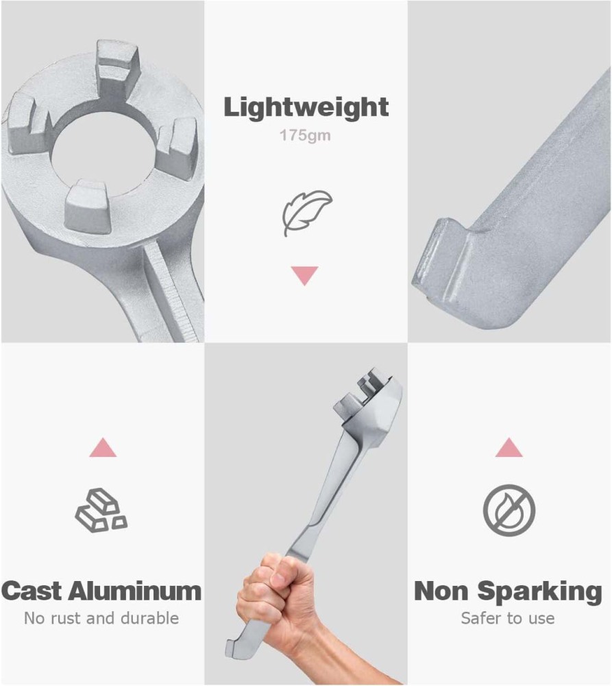5-in-1 Bung Wrench Aluminum Gallon Drum Barrel Opener Tool: for 10 15 20 30 55 Gallon