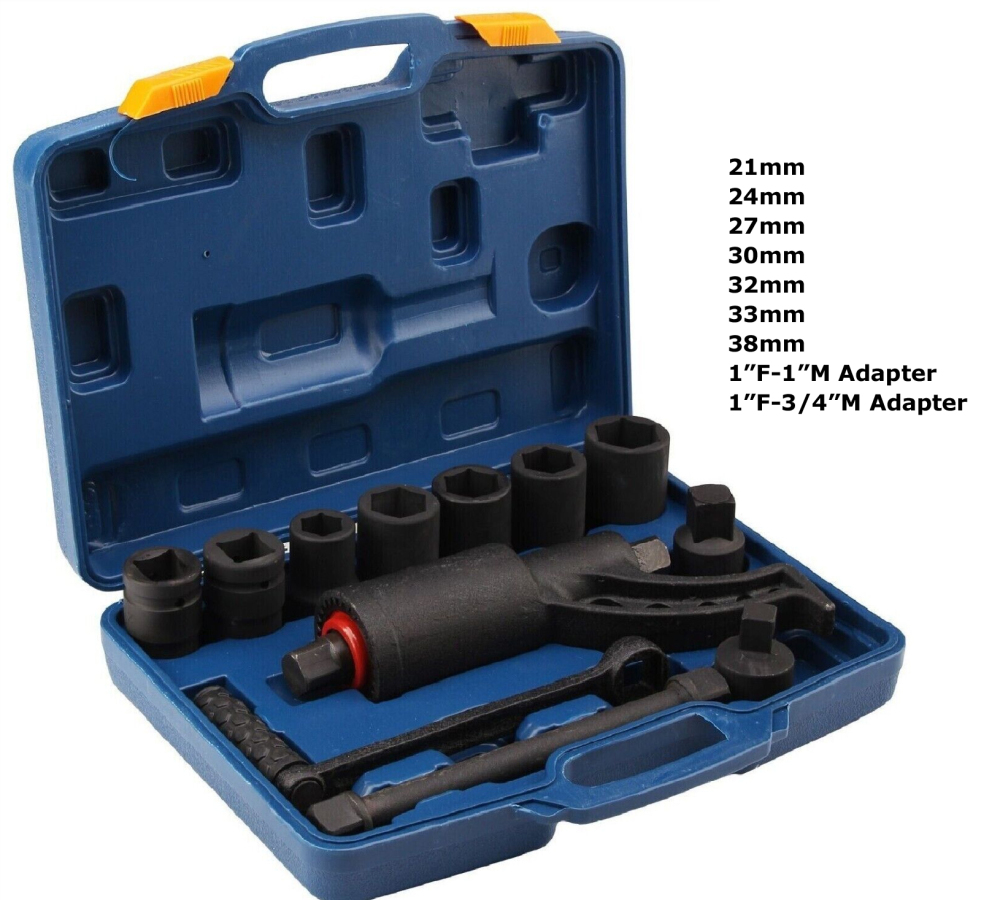 11pc Torque Multi-plier Truck Wheel Nut Wrench 21-38mm 6pt & 3/4" 1" 4pt Sockets