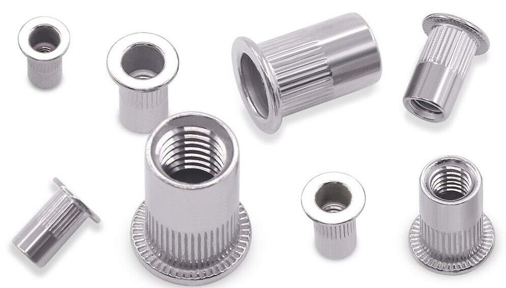 180pc 304 Stainless Steel M3-M10 Rivnut Rivet Nut Assortment Kit Flat Head Threaded