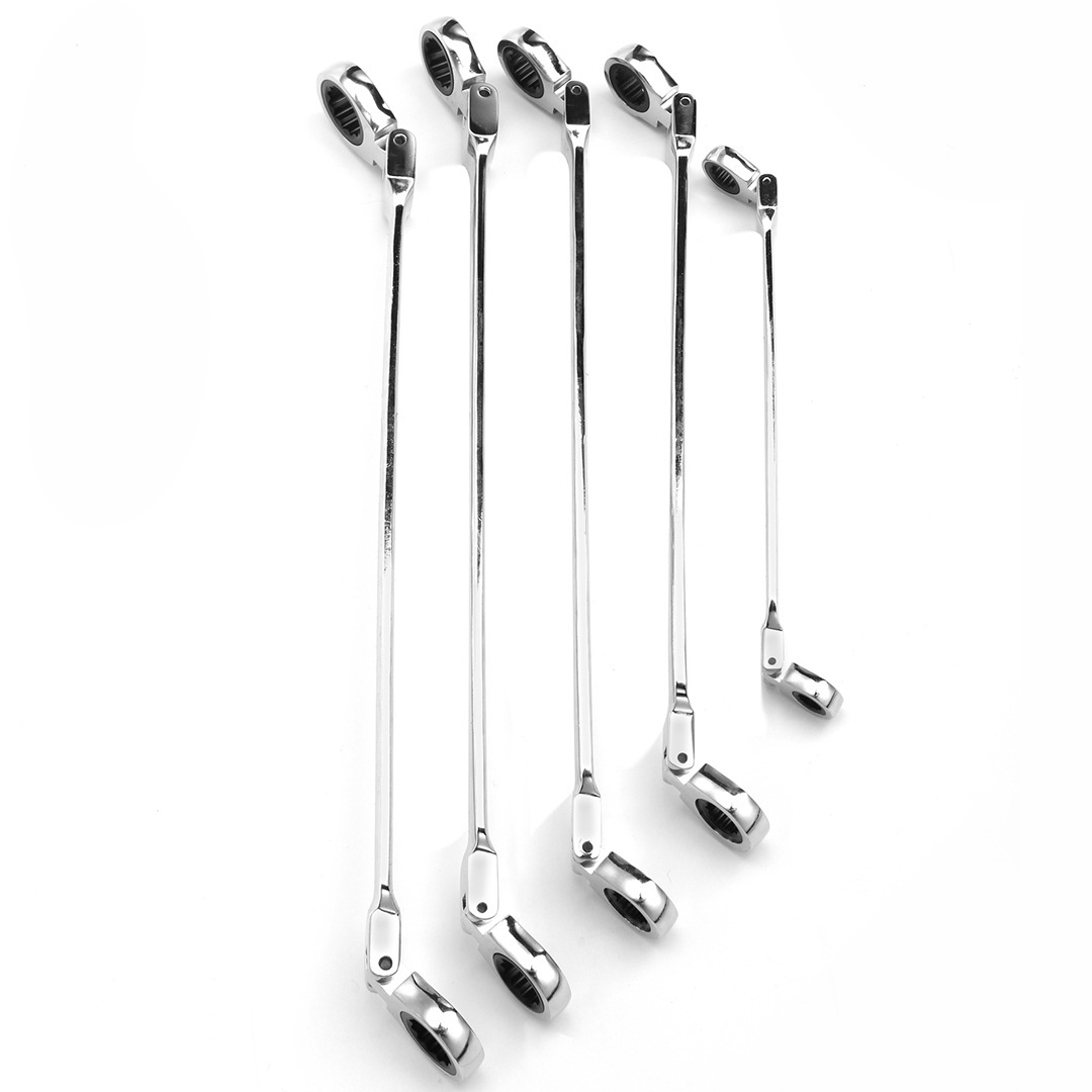 6pc Extra Long Double Flexible Head Ratchet Ring Spanner Gear Wrench