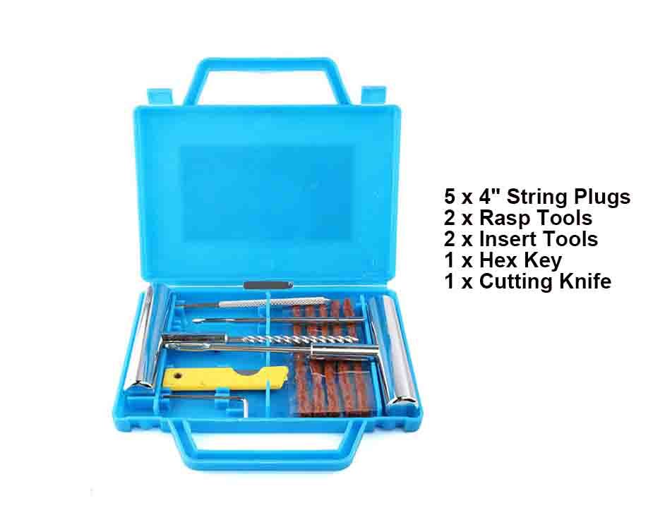 Tire Repair Kit Puncture Fix Tools Plug Rasper, Probe Needle, Seals for Car Truck Motorcycle Bike