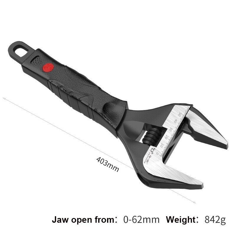 Cr-V Extra Wide Open Mouth with Thinner & Longer Jaw Adjustable Wrench Shifter