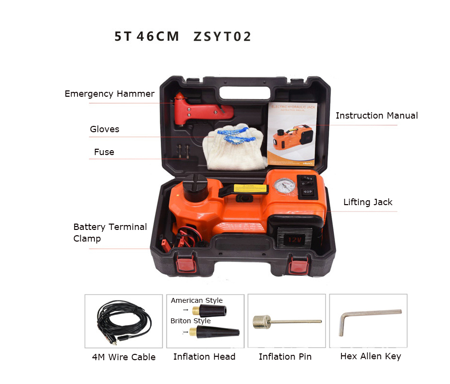 5ton Electric DC 12V Drive Hydraulic Lifting Jack 15.5-45cm Lift Range