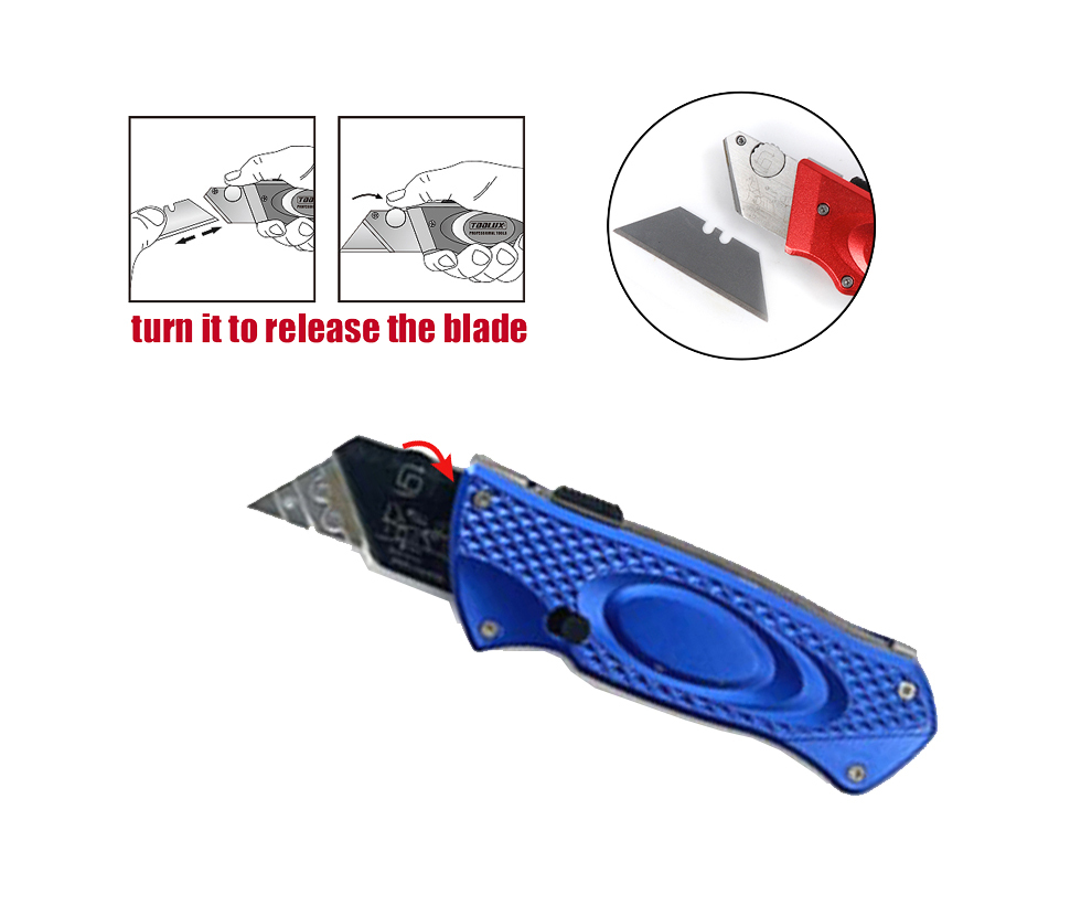 SK5 Retractable Quick Change Utility Knife w 5 Extra Blades Aluminium Handle