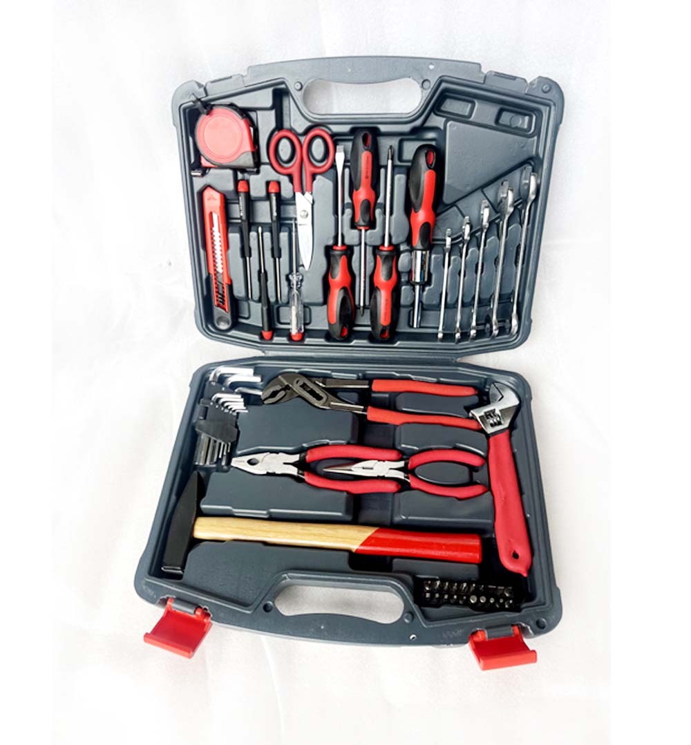 50pc Home DIY Tool Set: Shifter, Spanners, Screwdriver, Pliers, Hex Key, Hammer