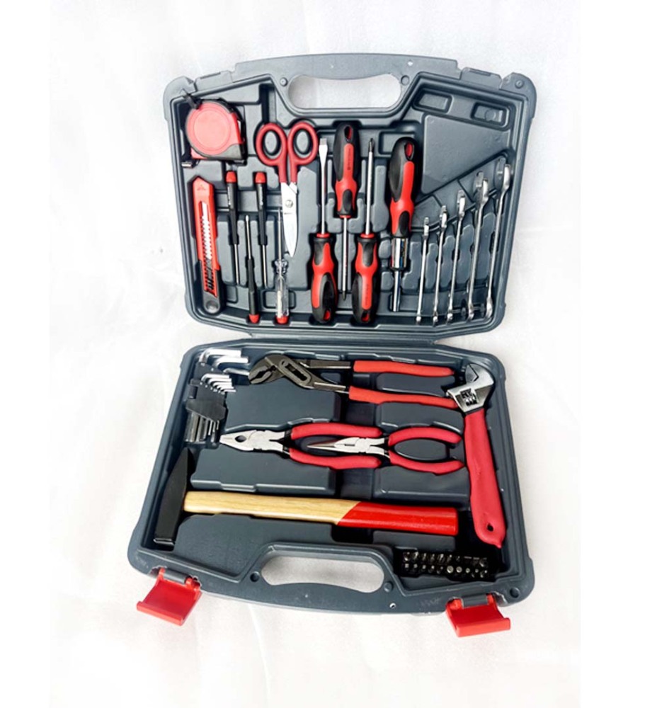 50pc Home DIY Tool Set: Shifter, Spanners, Screwdriver, Pliers, Hex Key, Hammer