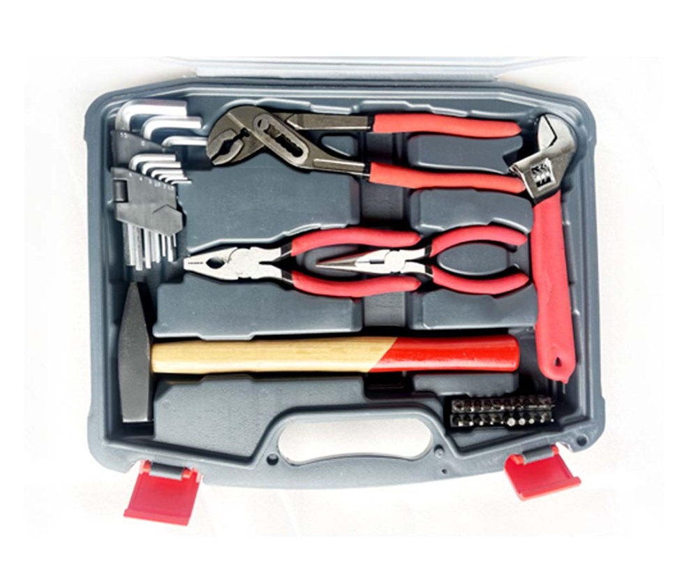 50pc Home DIY Tool Set: Shifter, Spanners, Screwdriver, Pliers, Hex Key, Hammer