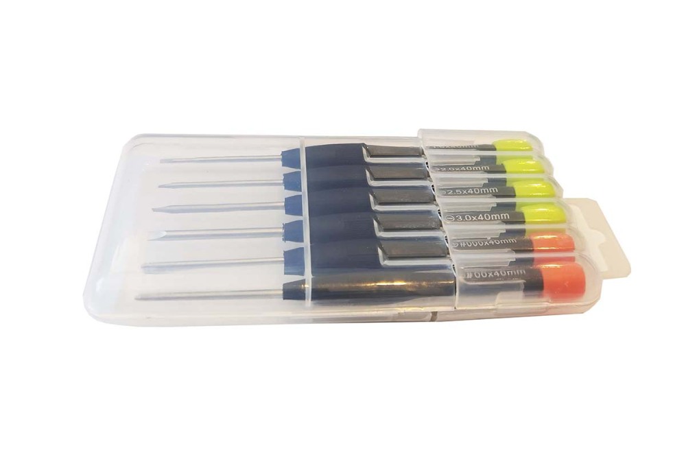 6pc High Precision Screwdriver Set 130mm Full Length Ph00,000; Flat1.6,2.0,2.5,3