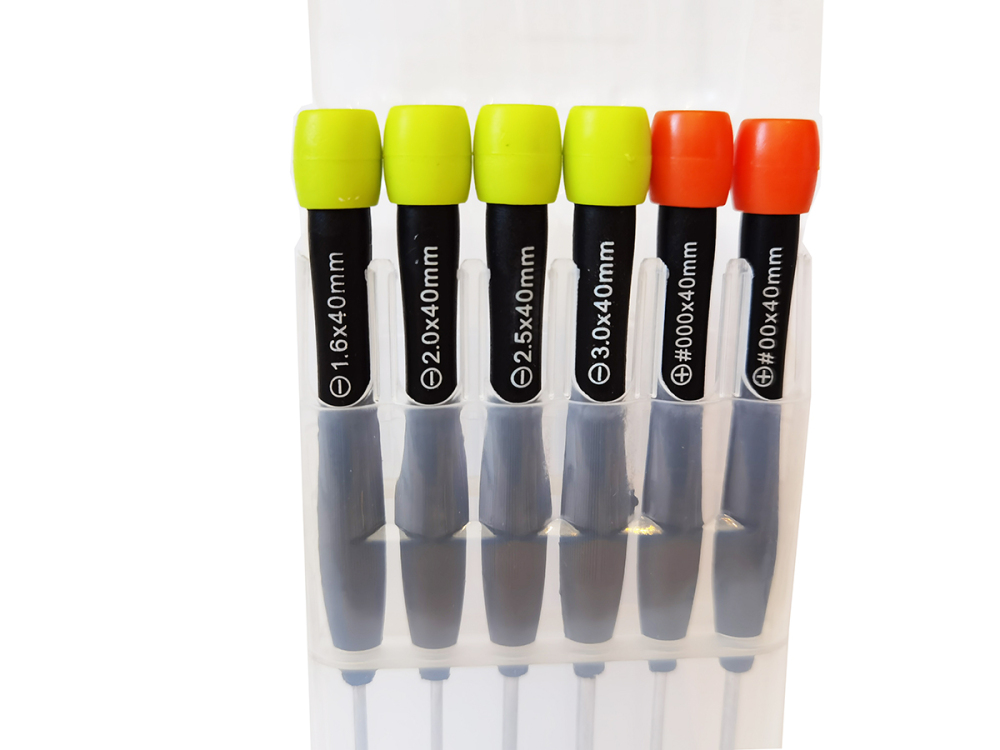 6pc High Precision Screwdriver Set 130mm Full Length Ph00,000; Flat1.6,2.0,2.5,3