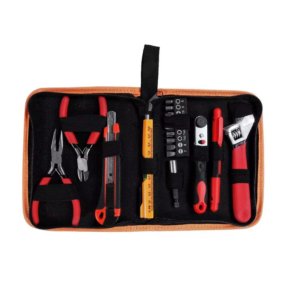 17pc DIY Home Tool Kit: Pliers, Shifter, Ratchet Driver, Bits, Utility Knife etc