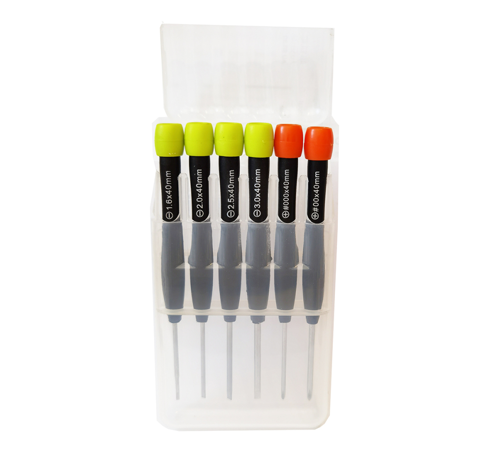 6pc High Precision Screwdriver Set 130mm Full Length Ph00,000; Flat1.6,2.0,2.5,3