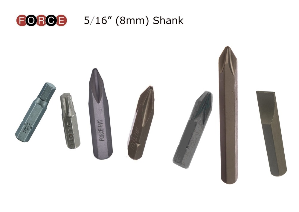 74pc Force 5/16" (8mm) Shank Screw Drive Bits Set: Hex Torx Slot Phillip Pozidrive