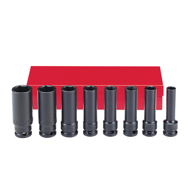 Force 3/8" Dr. 6 Point 63mmL Deep Impact Socket Metric / Imperial 8pc Set
