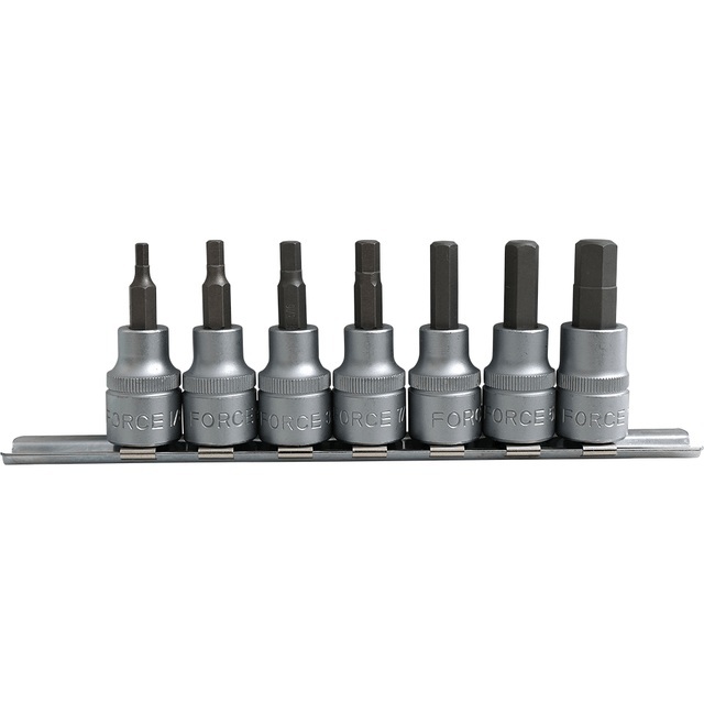 Force 3/8" Dr. 50mmL Hex Allen Socket Bits 8pc Set: 3,5,5.5,7,8,9,10,12mm
