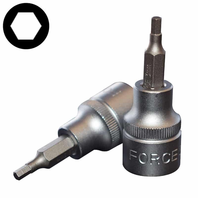 Force 3/8" Dr. 50mmL Hex Allen Socket Bits Metric or Imperial