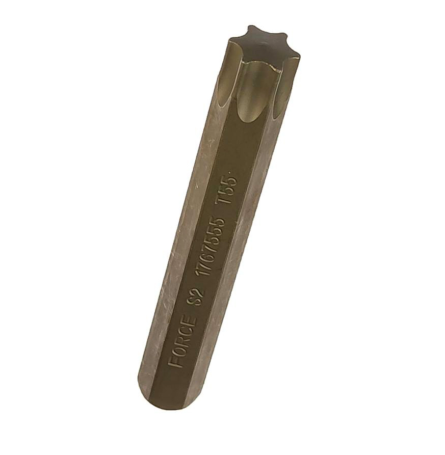 Force 17611555 CRMV Steel 2pc-pack 10mm Shank 115mmL T55 Torx Star Bits