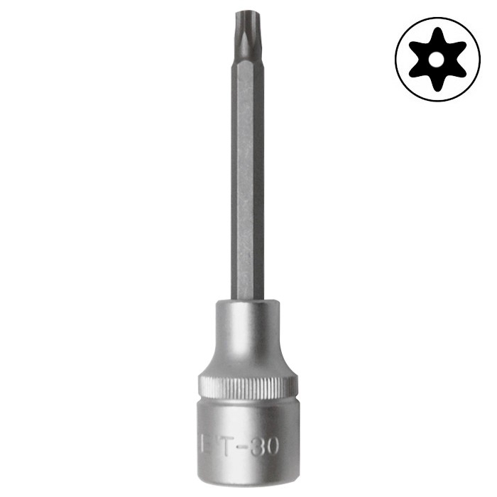Force 1/2" Dr S2 Steel Star Torx Tamperproof Socket Bit with 55mm/100mm/130mmL