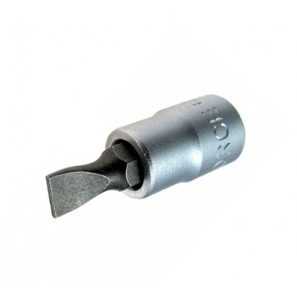 Force 1/4" Dr. 32mmL Slotted Flat Screwdrive Socket Bits 7pc Set: 4,5.5,6,7mm; 1/4,5/32,7/32"