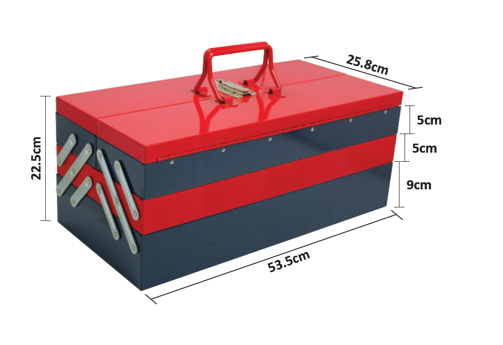 Force 50235-124 5-Tier Tool Box Chest With 124pc Tools: Socket & Accessory Spanner Screwdriver Hammer
