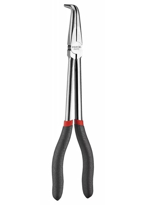 Force 5047P 11" 280mmL Long Reach Jaw Pliers 4 Points Gripping Ring Head / 90° Curved Jaw