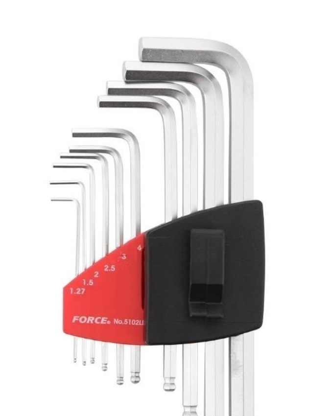 Force 5102LB / 5102XLB 10pc Ball Point Hex Allen Key Wrench 1.27-10mm Metric Set