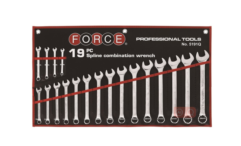 Force 5191Q M6-M24 19pc Female Spline Open Combination Wrench Set