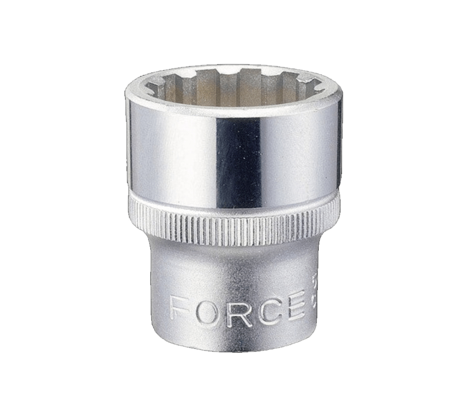 Force 1/4" Dr. 12PT 25mmL Spline Female Socket Multi-Tooth Gear Lock Profile