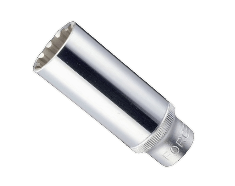 Force 3/8" Dr. 12PT 63mm Deep Spline Female Socket Multi-Tooth Gear Lock Profile