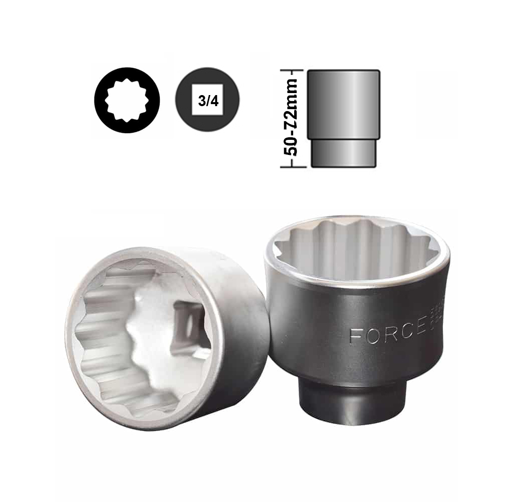 Force 6141S 14pc 3/4" Dr. 12pt SAE Socket & Accessories Set: 7/8"-2" Imperial Socket, Ratchet Handle, Extensions