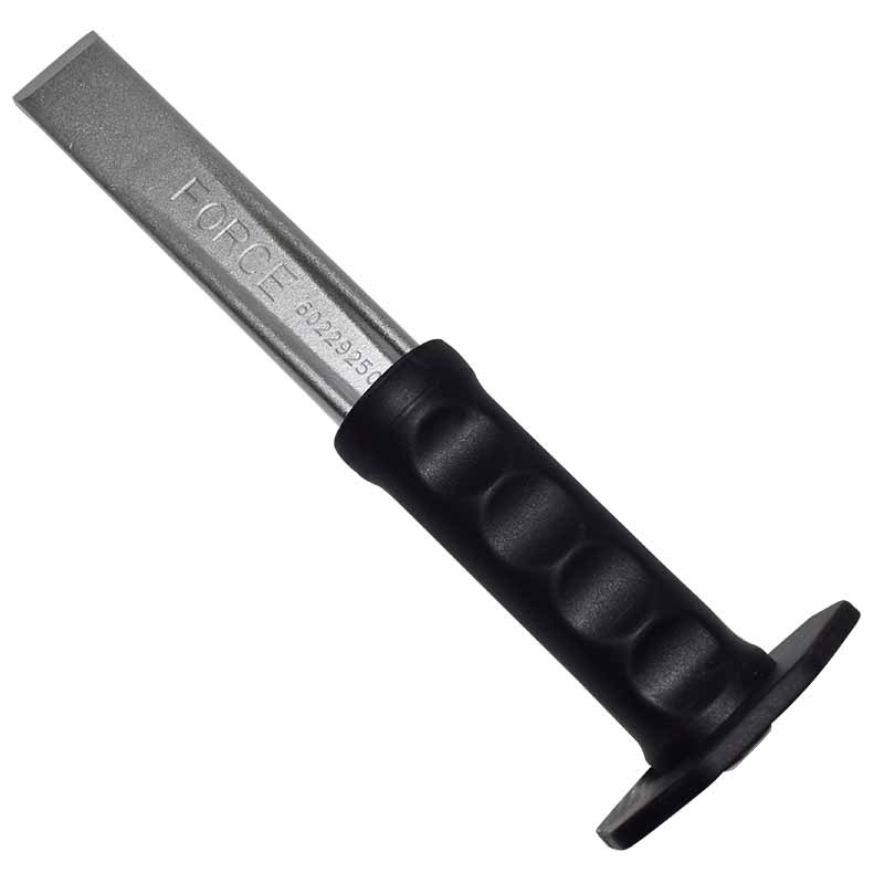 Force 60229250Q 29mmx250mmL Ribbed Flat Cold Chisel with Sheath Safe Guard Handle