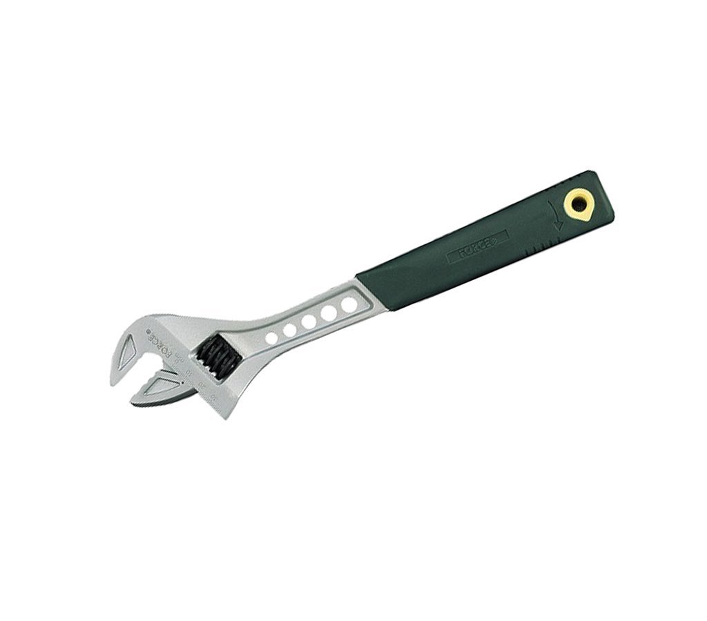 Force 649A Wide Mouth Adjustable Wrench with Soft Grip Handle Gauged Jaw Shifter