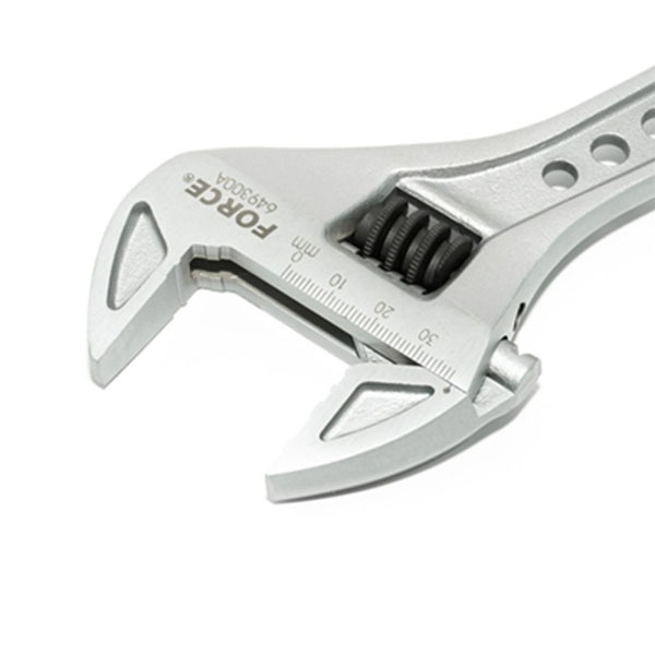 Force 649A Wide Mouth Adjustable Wrench with Soft Grip Handle Gauged Jaw Shifter