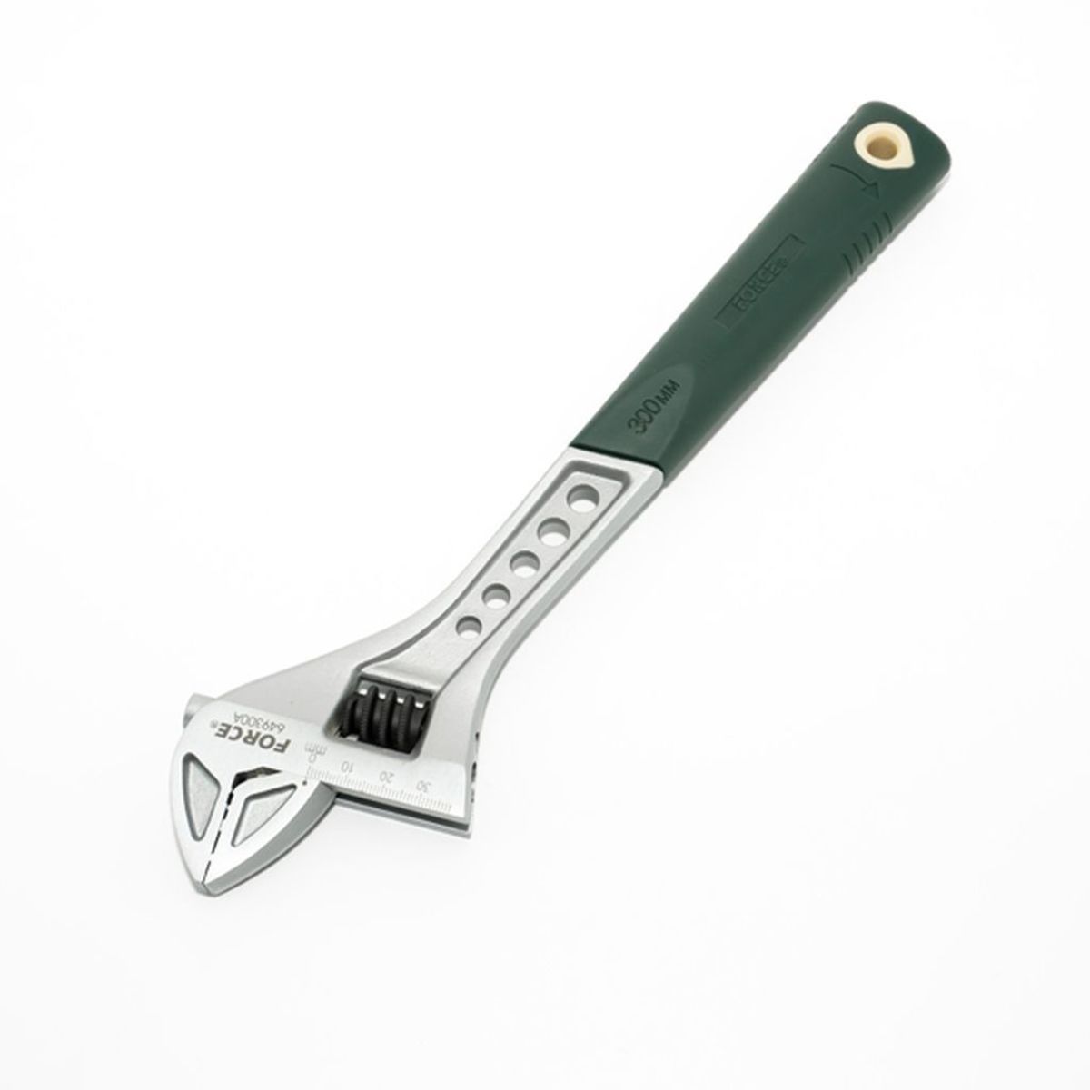 Force 649A Wide Mouth Adjustable Wrench with Soft Grip Handle Gauged Jaw Shifter