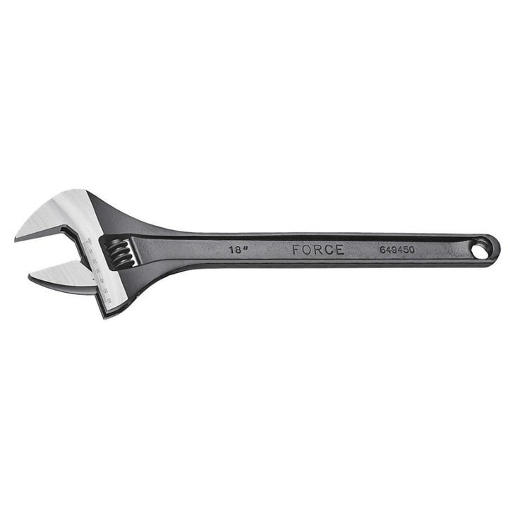 Force 649 Adjustable Wrench Black Plated Surface Gauged Jaw Shifter