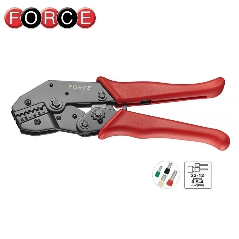 Force 6802 Crimp Terminal Pliers 0.5; 0.75; 1.0; 1.5; 2.5; 4mm for Insulated Cord End