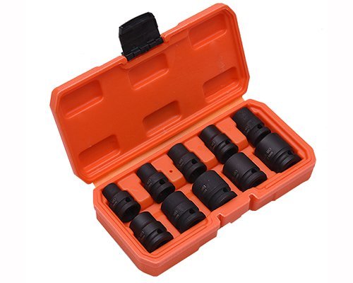 1/2" Dr. Cr-Mo Impact Socket 10pc Set: 10,12,13,14,15,17,19,21,22,24mm