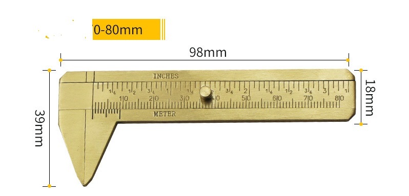 Brass Vernier Caliper 1-80mm Range Non-marring Non-rusting