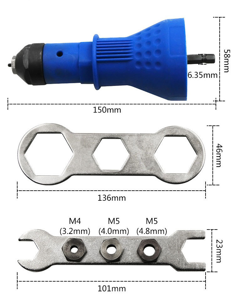 Riveter Drill Attachment Cordless Electric Pop Rivet Gun Riveting Tool Insert Drill Adapters
