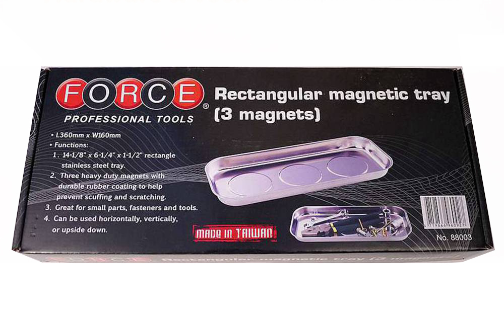Force 88003 360mmLx160mmW Stainless Steel Magnetic Rectangular Tray