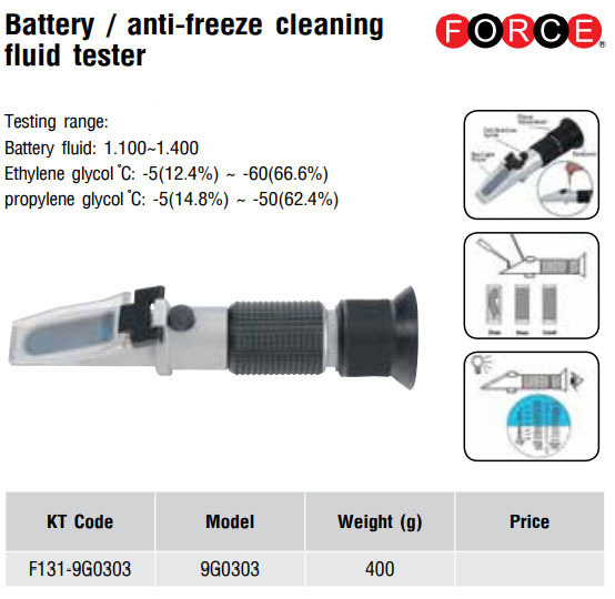 Force 9G0303 Refractometer Antifreeze-Battery & Acid Adblue Tester