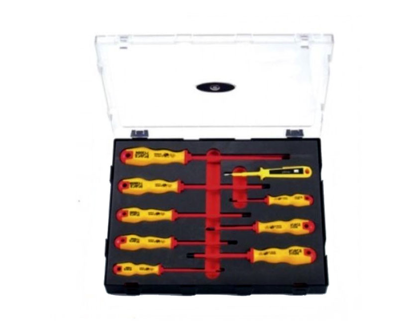 Force K20911 9pc Insulated Screwdriver Set: Phillip, Slot Screwdriver, Voltage Tester