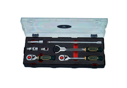 Force K30713 7pc 3/8" Dr. Socket Accessories: 3pc Ratchet Handle, Extention Joint Adapter