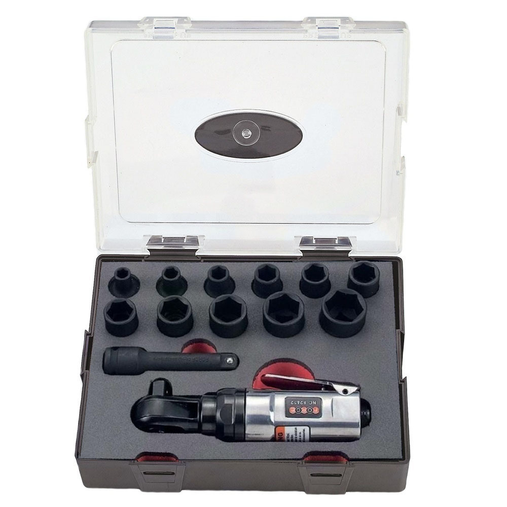 Force K3133 13pc 3/8" Dr. Impact Socket Set: 6-19mm Socket, Palm Impact Ratchet Wrench, Extension