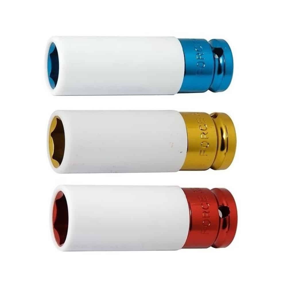 Force K4099 1/2" Dr. Wheel Nut 85mmL 6pt Deep Impact Socket Set 9pc