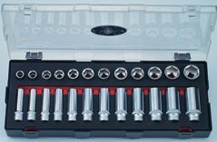Force K3242 3/8" Dr. 6pt Flank Regular & Deep Socket 10-22mm 24pc Set