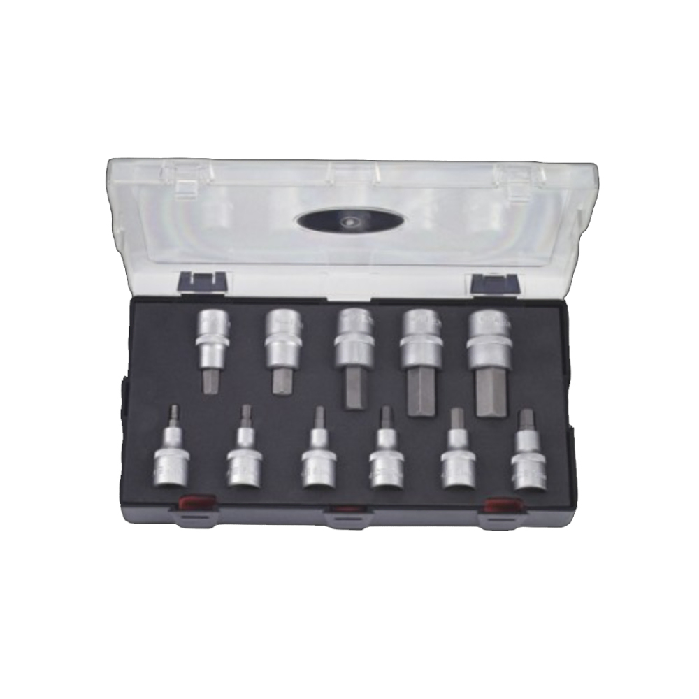 Force K41110 1/2" Dr. Hex Allen Socket Bits H4-H19mm 11pc set