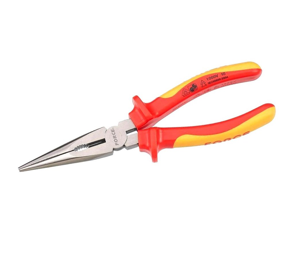 Force K50628 6pc Insulated Pliers Set: Cable Cutter, Adjustable Wrench, Side Cutter, Wire Stripper, Long Nose, Lineman