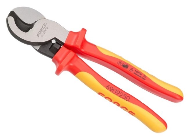 Force K50628 6pc Insulated Pliers Set: Cable Cutter, Adjustable Wrench, Side Cutter, Wire Stripper, Long Nose, Lineman