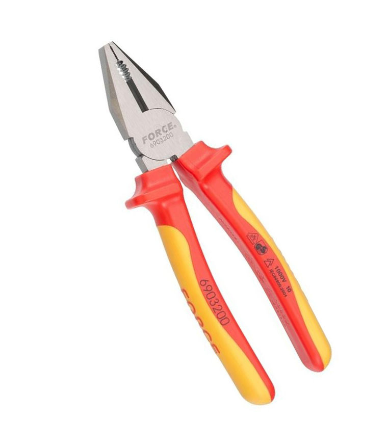 Force K50628 6pc Insulated Pliers Set: Cable Cutter, Adjustable Wrench, Side Cutter, Wire Stripper, Long Nose, Lineman